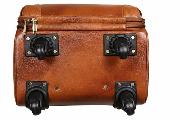 LEATHER TROLLEY TRAVEL BRIEFCASE. ( TAN ) - Image 4