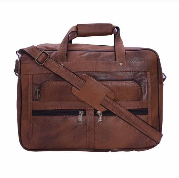 LEATHER LAPTOP BACKPACK ( TAN ) - Image 4