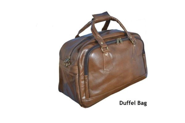 LEATHER TRAVEL DUFFLE BAG ( BROWN )