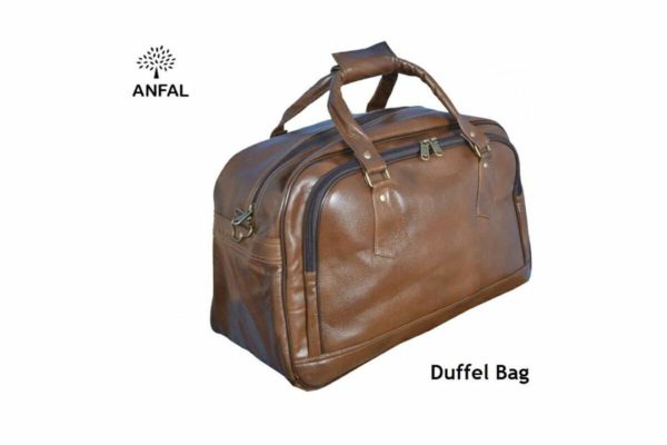 LEATHER TRAVEL DUFFLE BAG ( BROWN ) - Image 3