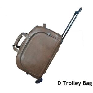 LEATHER DUFFLE TRAVEL TROLLEY ( BROWN )