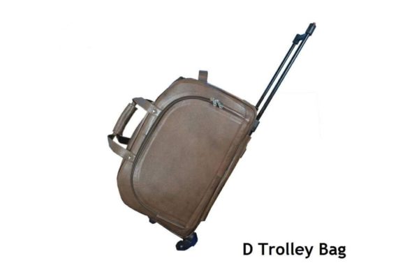 LEATHER DUFFLE TRAVEL TROLLEY ( BROWN )