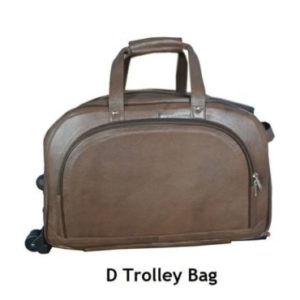 LEATHER DUFFLE TRAVEL TROLLEY ( BROWN )