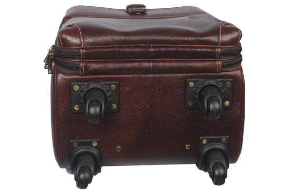 LEATHER TROLLEY TRAVEL BRIEFCASE. ( BROWN/BLACK ) EXPORT/IMPORT QUALITY). - Image 5