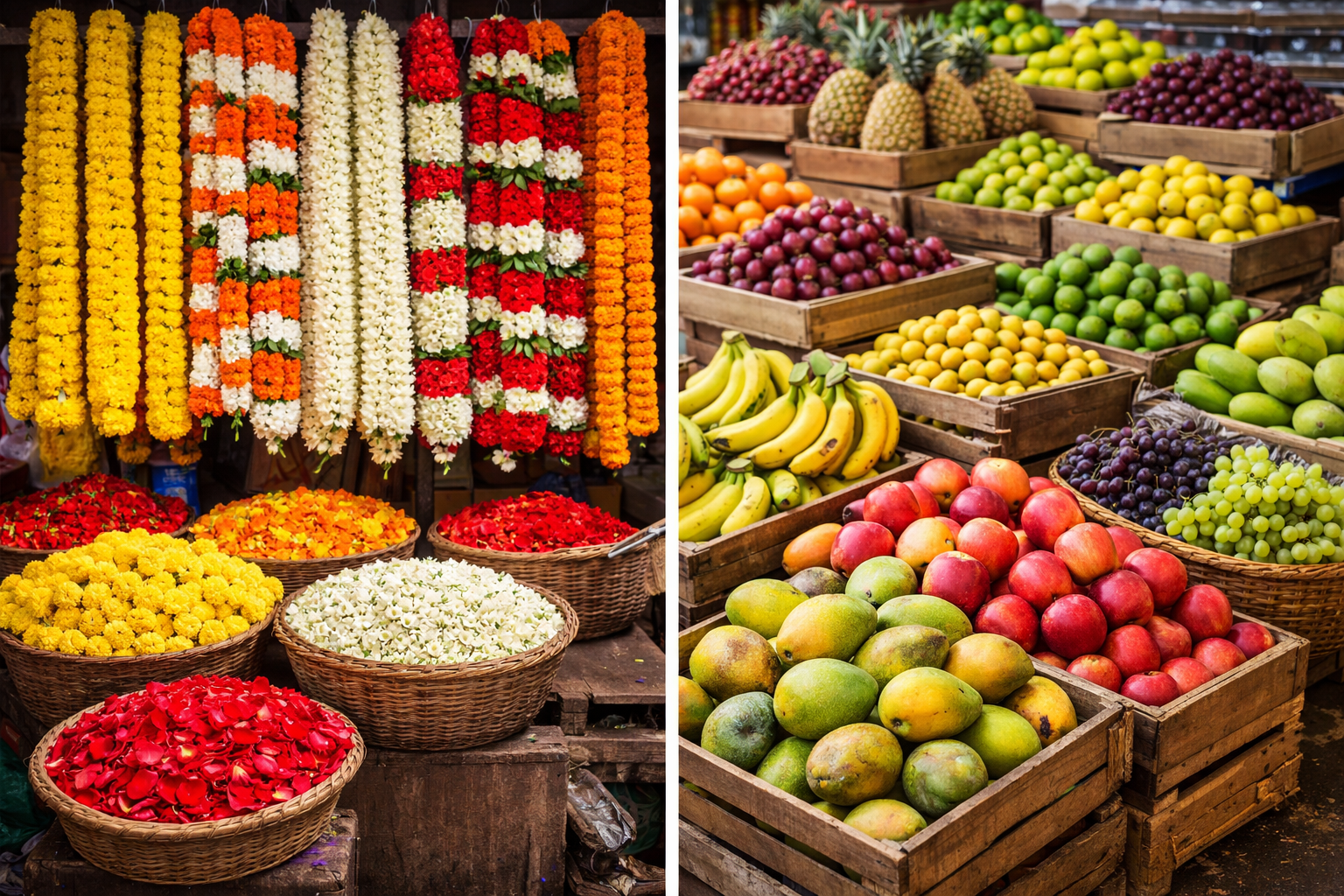 Garland Flowers Decoration House Wedding Festivals and Functions Seaonal Fruits